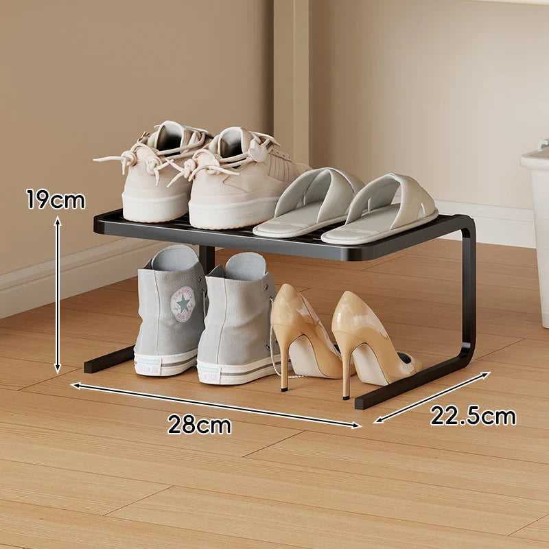 Shoe Organizer Two-Tier Powder-Coated Steel Non-Slip Feet