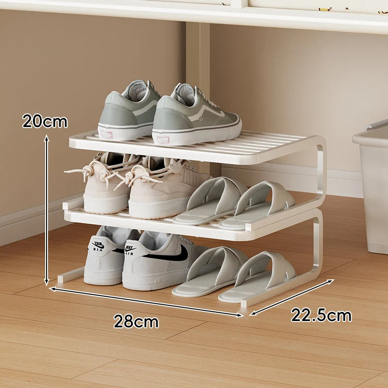 Shoe Organizer Two-Tier Powder-Coated Steel Non-Slip Feet