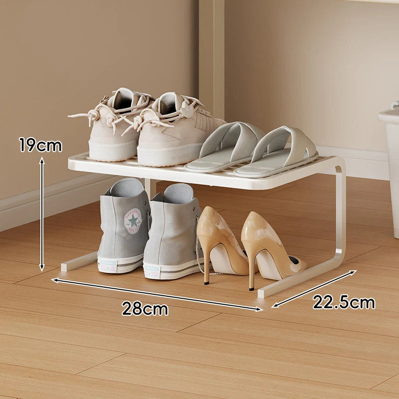 Shoe Organizer Two-Tier Powder-Coated Steel Non-Slip Feet
