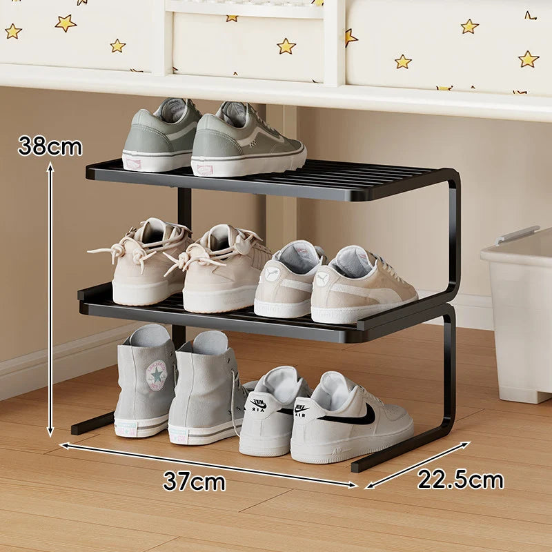 Shoe Organizer Two-Tier Powder-Coated Steel Non-Slip Feet