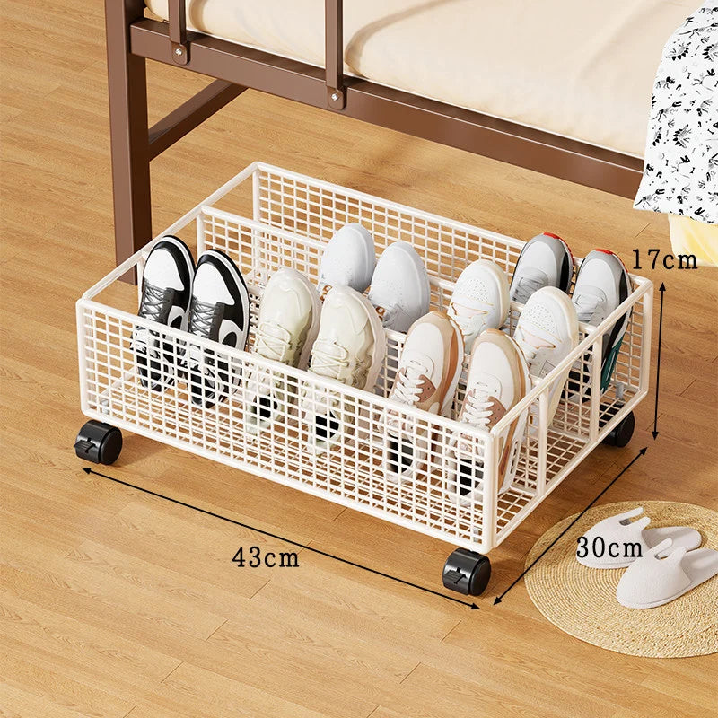 Shoe Organizer Under-Bed Divided Ventilated Metal Mesh