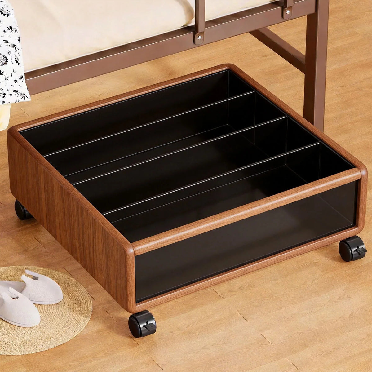 Shoe Organizer Under-Bed Divided Ventilated Metal Mesh