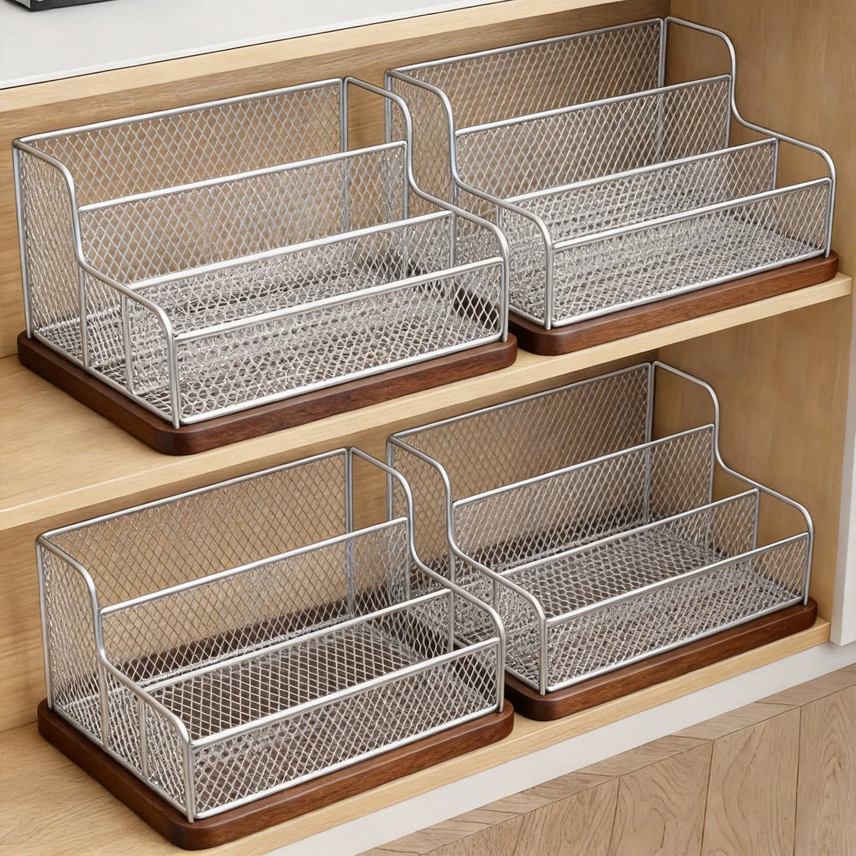 Shoe Organizer Under-Bed Pull-Out Steel Wire Basket