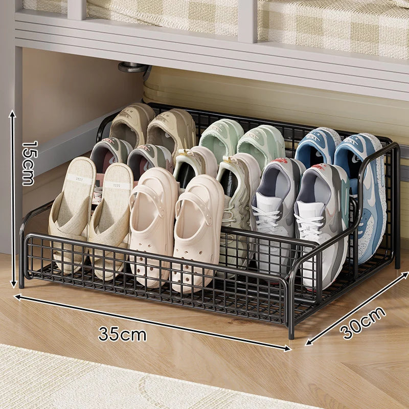 Shoe Organizer Under-Bed Pull-Out Steel Wire Basket