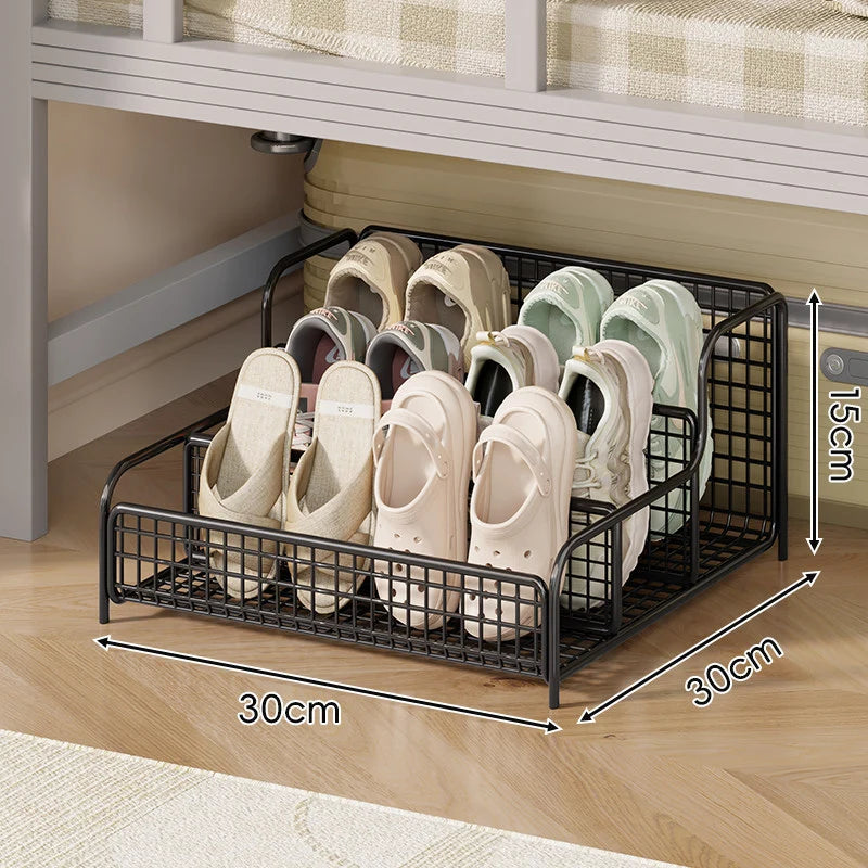 Shoe Organizer Under-Bed Pull-Out Steel Wire Basket