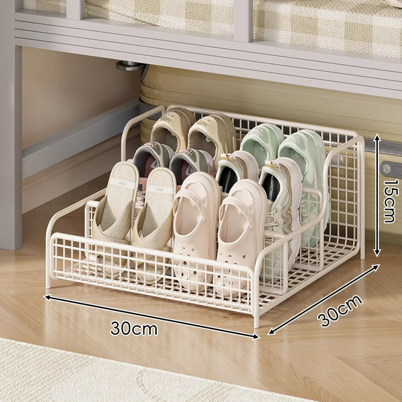Shoe Organizer Under-Bed Pull-Out Steel Wire Basket