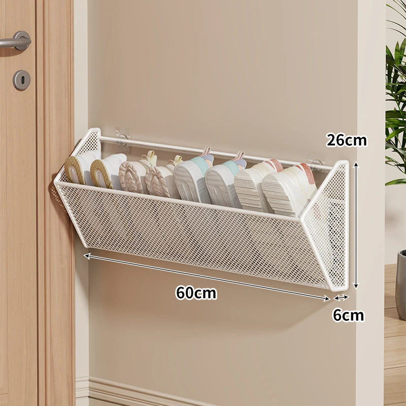 Shoe Organizer Wall-Mounted Steel Mesh Space-Saving