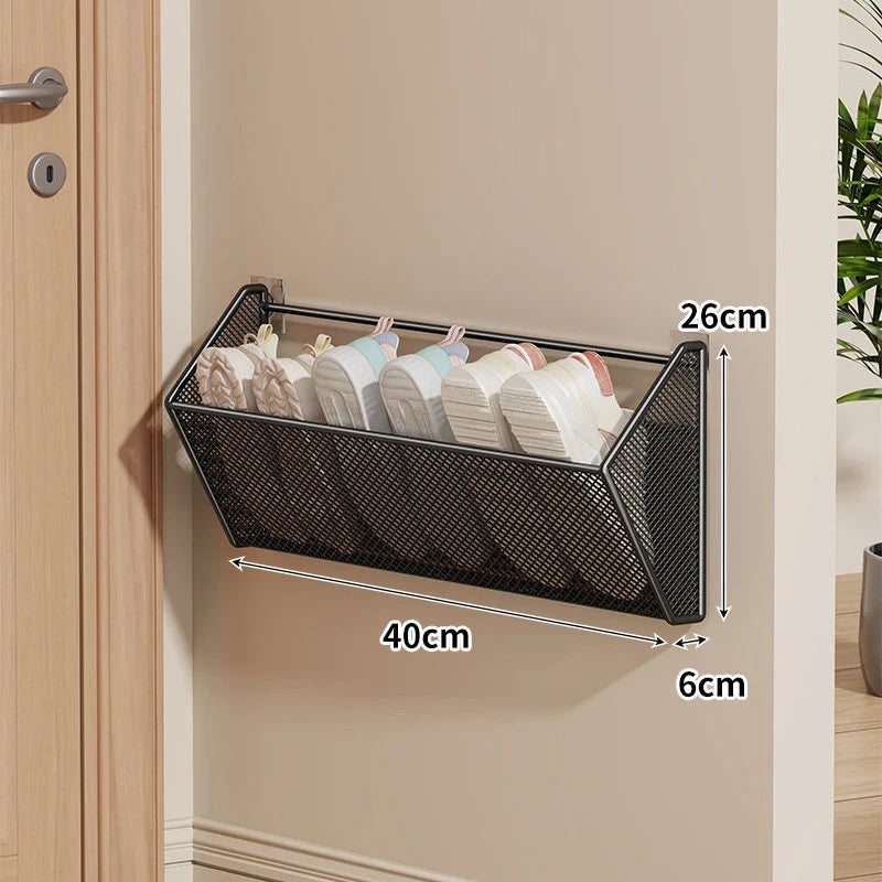 Shoe Organizer Wall-Mounted Steel Mesh Space-Saving