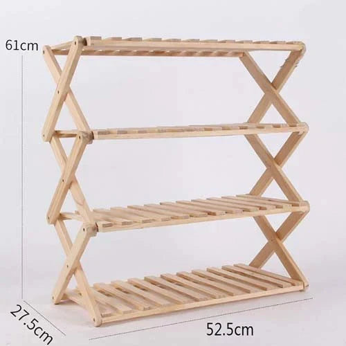 Shoe Rack 4-Tier Foldable Solid Wood
