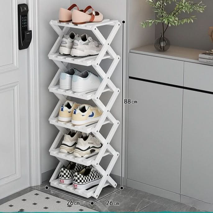 Shoe Rack Bamboo Foldable Tiered Storage No Assembly Required