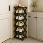 Shoe Rack Bamboo Foldable Tiered Storage No Assembly Required