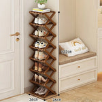 Shoe Rack Bamboo Foldable Tiered Storage No Assembly Required