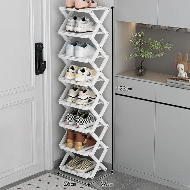 Shoe Rack Bamboo Foldable Tiered Storage No Assembly Required