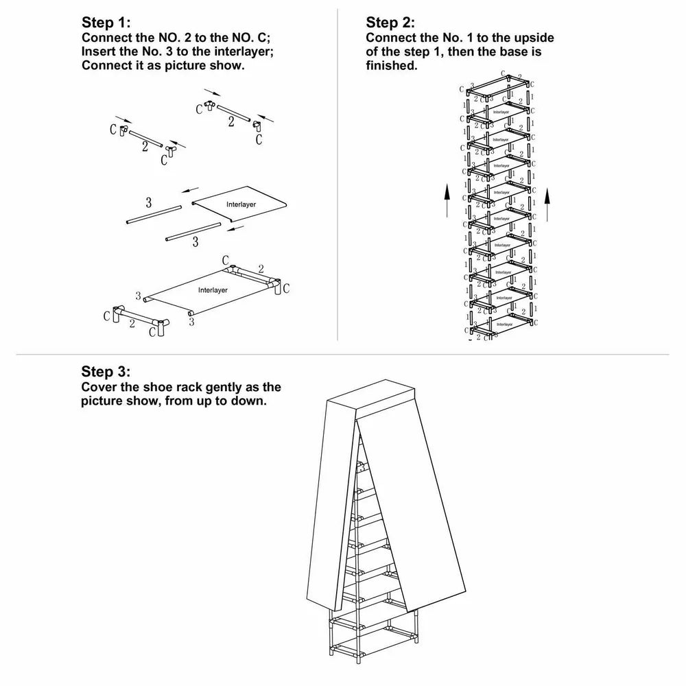 Shoe Rack Cabinet Self-Standing Non-Woven Roll-Up Cover