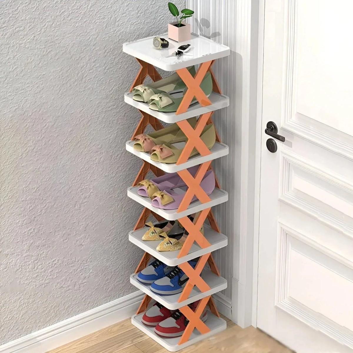 Shoe Rack Foldable Space-Saving Multi-Purpose Storage No Assembly Required