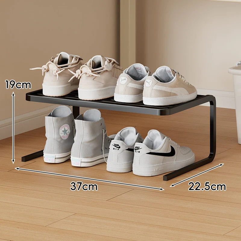 Shoe Rack Powder-Coated Steel Two-Tier Compact Design
