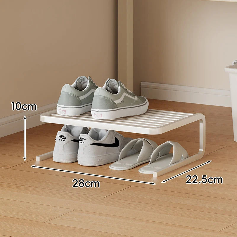 Shoe Rack Powder-Coated Steel Two-Tier Compact Design