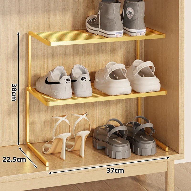 Shoe Rack Riser Powder-Coated Steel Space-Saving Tiered Design