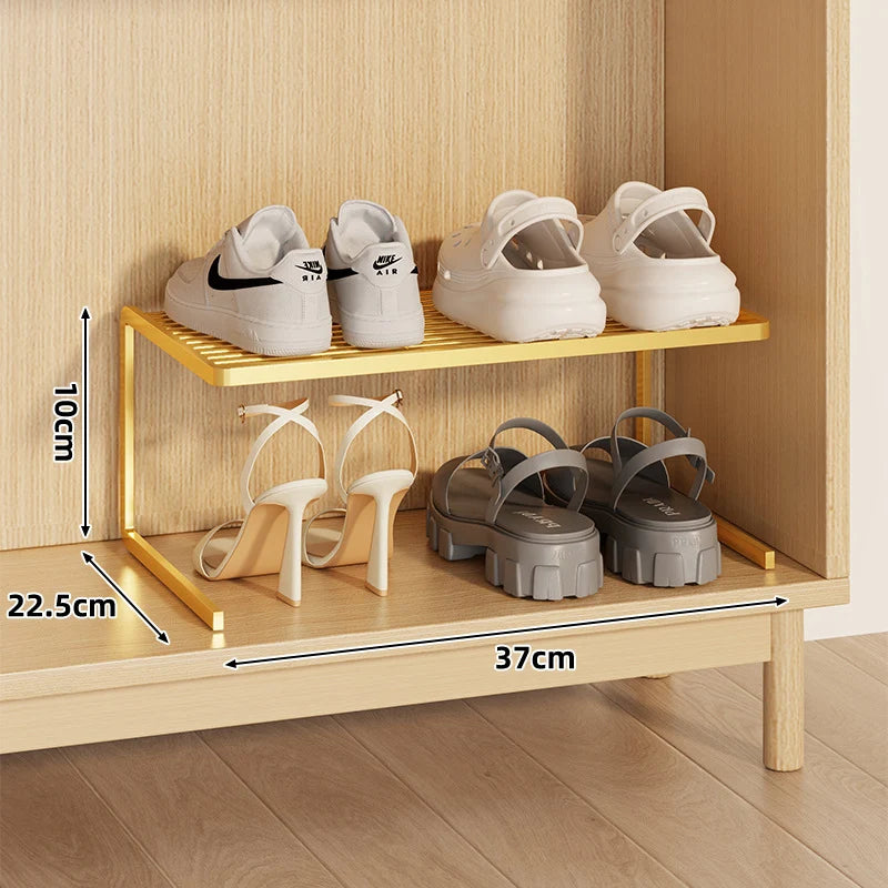 Shoe Rack Riser Powder-Coated Steel Space-Saving Tiered Design