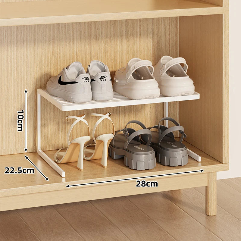 Shoe Rack Riser Powder-Coated Steel Space-Saving Tiered Design