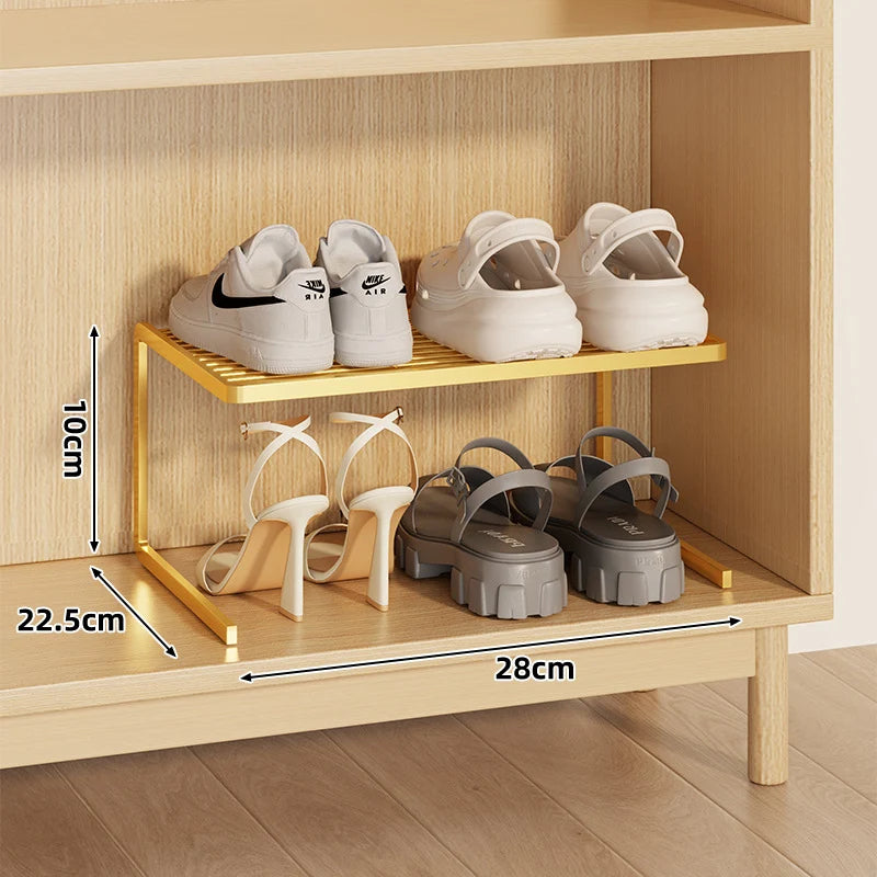 Shoe Rack Riser Powder-Coated Steel Space-Saving Tiered Design