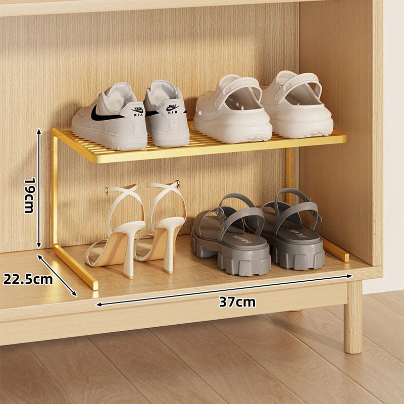 Shoe Rack Riser Powder-Coated Steel Space-Saving Tiered Design