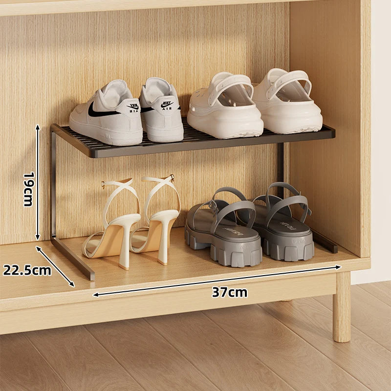 Shoe Rack Riser Powder-Coated Steel Space-Saving Tiered Design