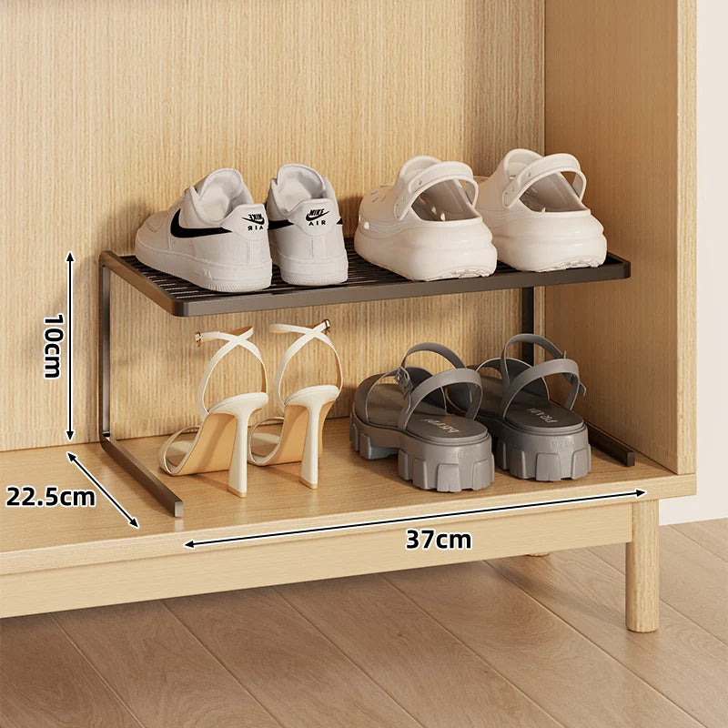 Shoe Rack Riser Powder-Coated Steel Space-Saving Tiered Design