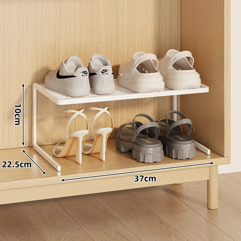 Shoe Rack Riser Powder-Coated Steel Space-Saving Tiered Design