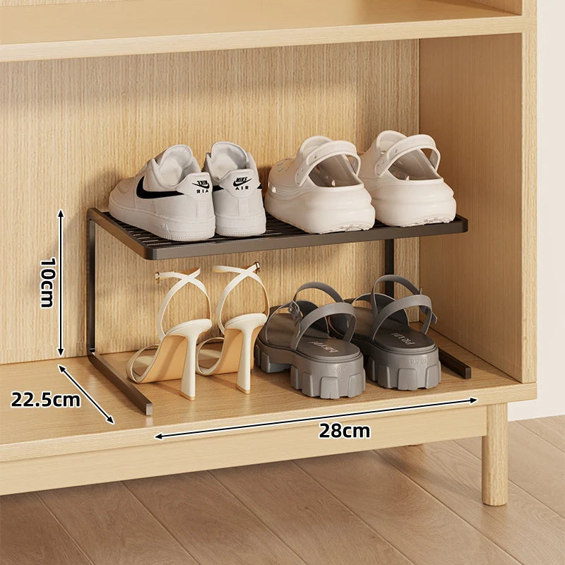 Shoe Rack Riser Powder-Coated Steel Space-Saving Tiered Design