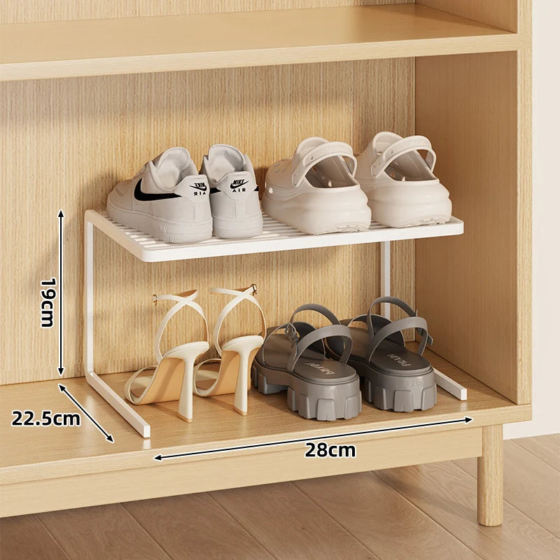 Shoe Rack Riser Powder-Coated Steel Space-Saving Tiered Design