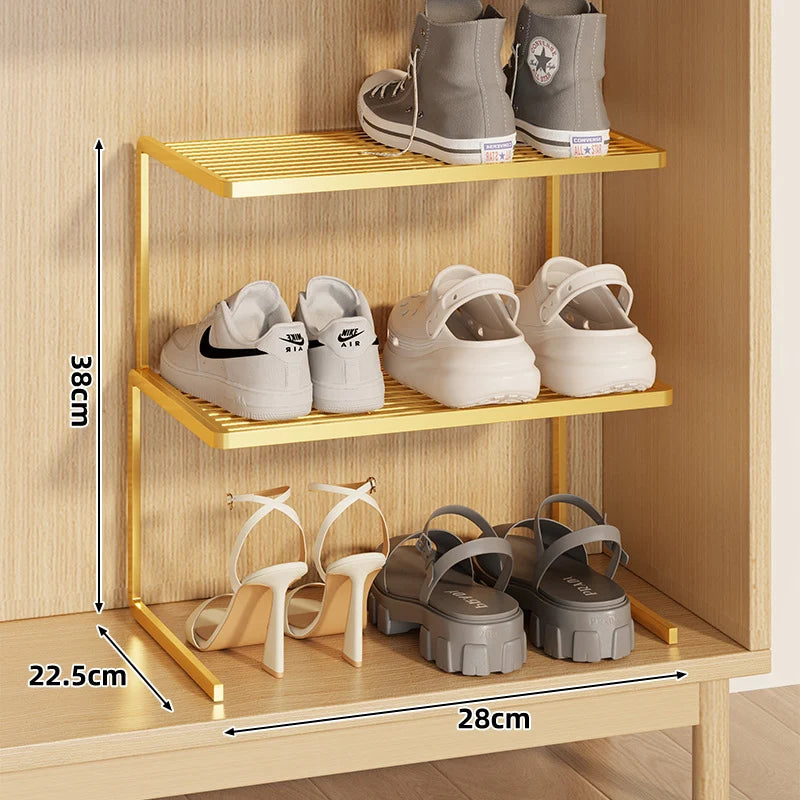 Shoe Rack Riser Powder-Coated Steel Space-Saving Tiered Design