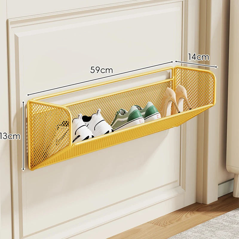 Shoe Rack Wall-Mounted Fold-Down Ventilated Metal Mesh