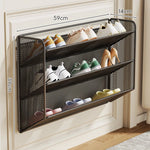 Shoe Rack Wall-Mounted Fold-Down Ventilated Metal Mesh