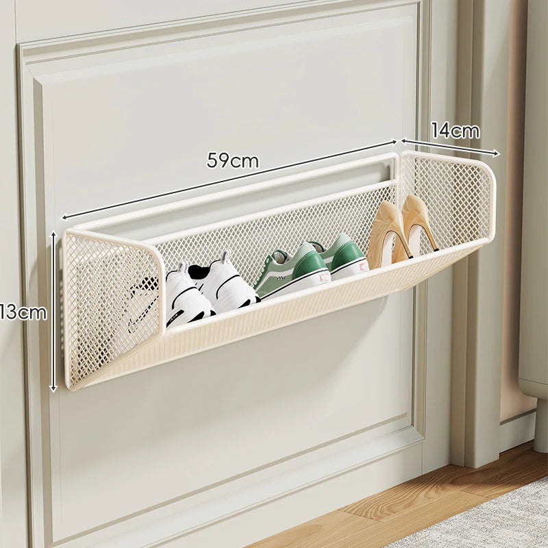 Shoe Rack Wall-Mounted Fold-Down Ventilated Steel Mesh