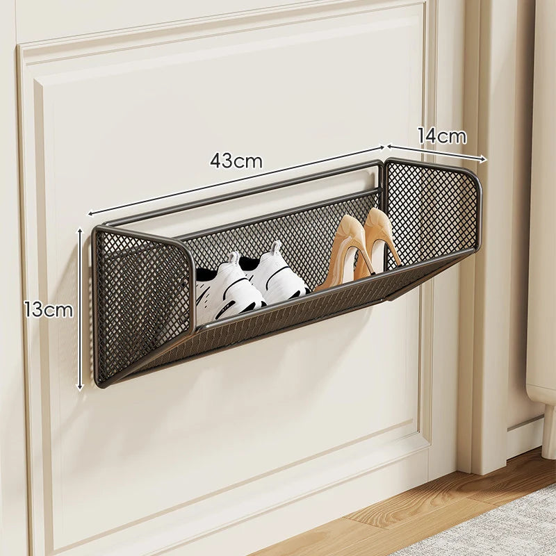 Shoe Rack Wall-Mounted Fold-Down Ventilated Steel Mesh