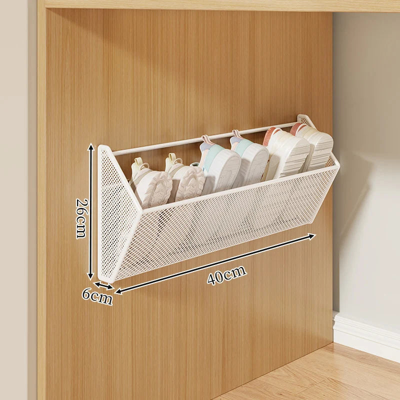 Shoe Rack Wall-Mounted Slim Ventilated Metal Mesh