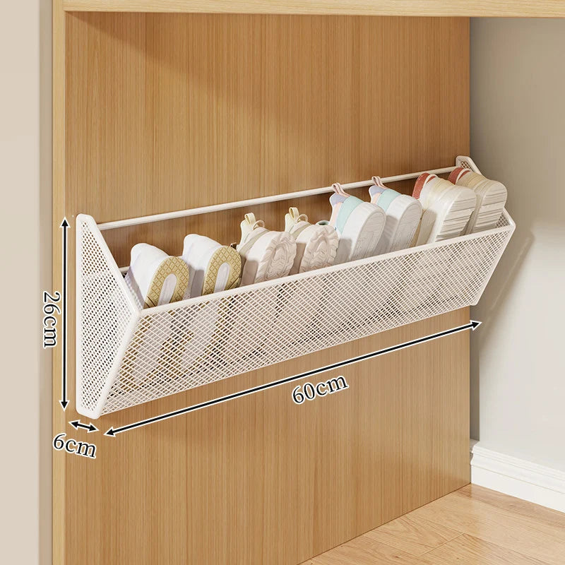 Shoe Rack Wall-Mounted Slim Ventilated Metal Mesh