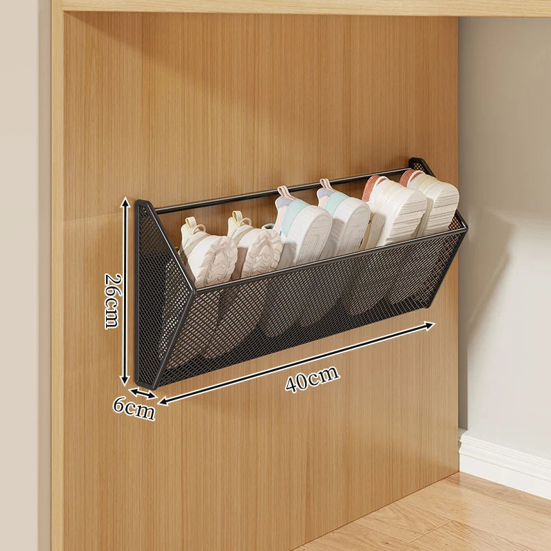 Shoe Rack Wall-Mounted Slim Ventilated Metal Mesh