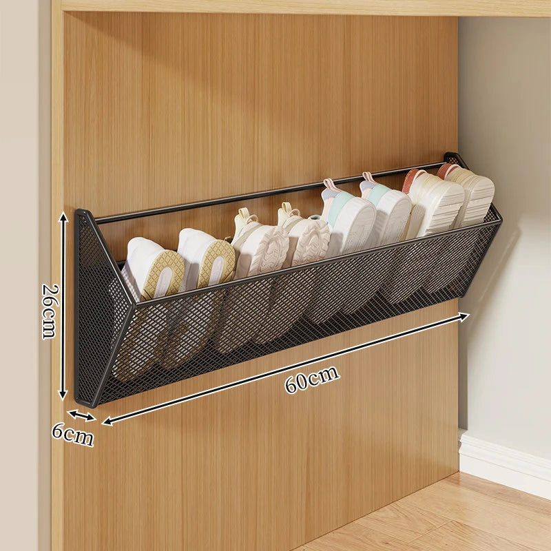 Shoe Rack Wall-Mounted Slim Ventilated Metal Mesh