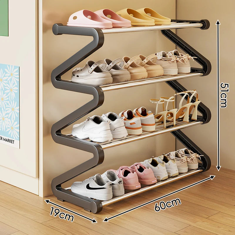 Shoe Rack Zigzag Multi-Tier Compact Space-Saving Storage