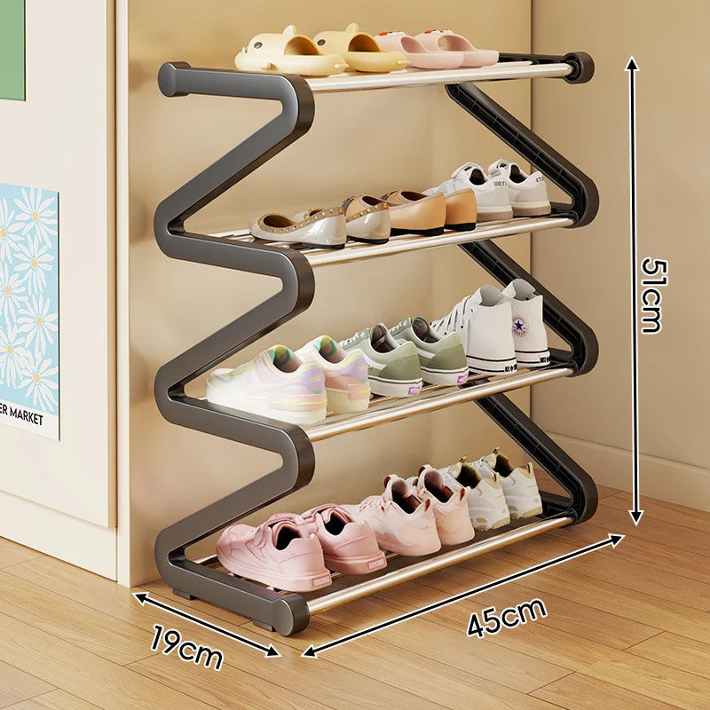 Shoe Rack Zigzag Multi-Tier Compact Space-Saving Storage