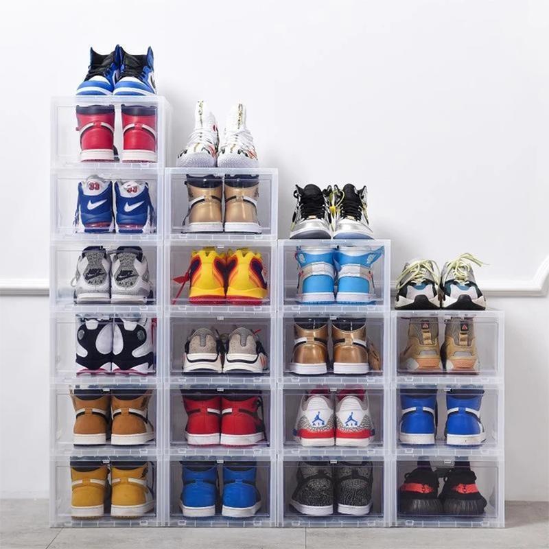 Shoe Storage Box Clear Drop-Front Stackable