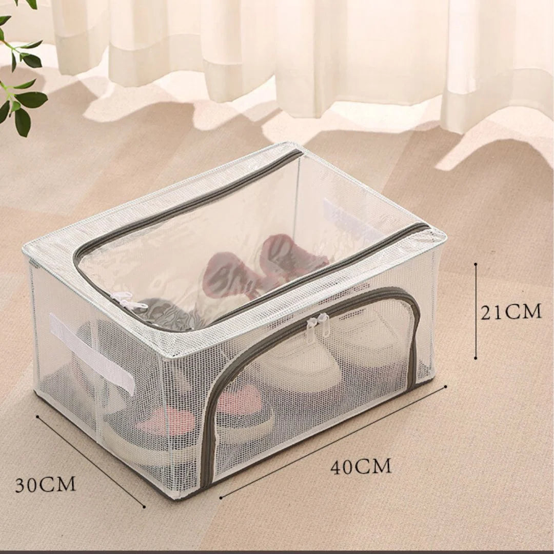 Shoe Storage Box Clear Foldable Water-Resistant	Double Door