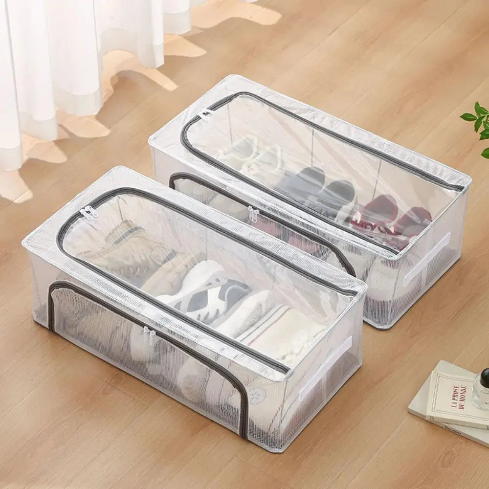 Shoe Storage Box Clear Foldable Water-Resistant	Double Door