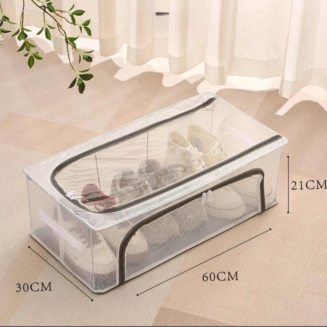 Shoe Storage Box Clear Foldable Water-Resistant	Double Door