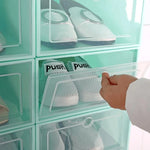 Shoe Storage Box Drop-Front Stackable Clear