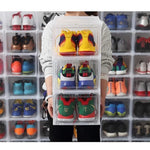 Shoe Storage Box Drop-Front Stackable Clear