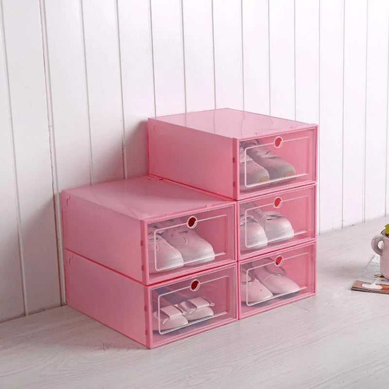 Shoe Storage Box Drop-Front Stackable Clear