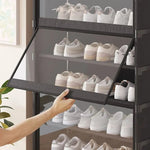 Shoe Storage Cabinet Transparent Multi-Layer Steel Frame